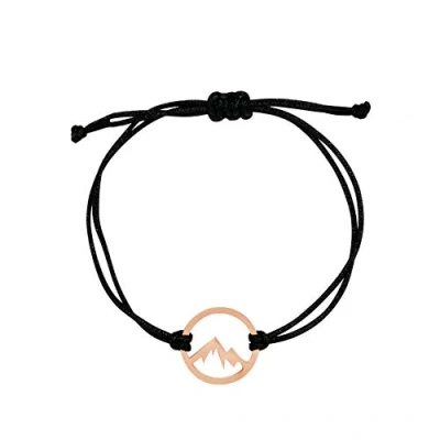 Imagen de Nuoli® Pulsera de montaña (ajustable 14 a 20 cm) tela negra con colgante acero inoxidable, centimeters,