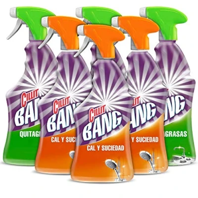 Imagen de Cillit Bang Spray Limpiador Cal y Suciedad, para Baños + Quitagrasas Brillo, cocinas Pack 6 x 750 ml