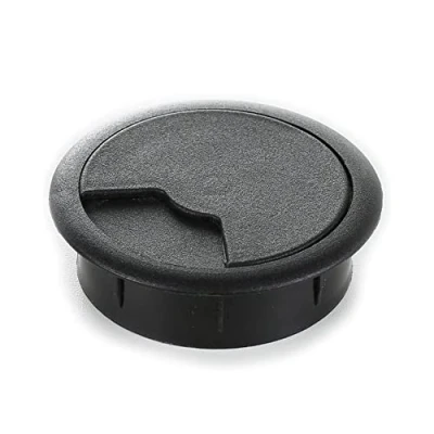 Imagen de sossai® Passacavo con guarnitura per scrivanie, uffici &amp; piani da lavoro Set 1 KDM2 Colore: nero Diametro: 60 mm Materiale: Plastica (Made in EU)