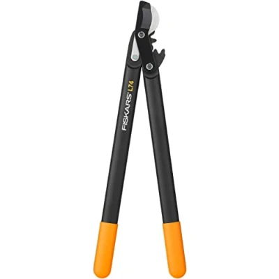 Imagen de Fiskars Pértiga con cuchilla bypass para madera verde, sistema de cremallera PowerGear, Capa antiadherente, Diámetro corte: 3,8 cm, Acero templado, Longitud: 55 Negro/Naranja, L74, 1000582