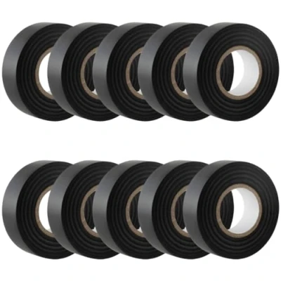 Imagen de GTSE Cinta aislante negra de 19 mm x 20 m para instalaciones eléctricas Autoadhesiva y resistente proteger, agrupar reparar cables 10 Rollos