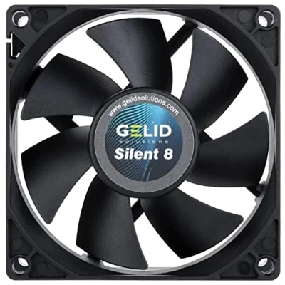 Imagen de Gelid Solutions Silent 8 Black Ventilador de 80mm Funcionamiento Silencioso Paletas Optimizadas Alto Flujo Aire Conector 3 Pines RPM 1600 80x80x25mm Negro