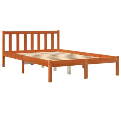 Imagen de vidaXL Estructura de Cama, Somier Listones Invitados, Armazón Mueble para Dormitorio, Madera Maciza Pino Marrón Cera 135x190 cm