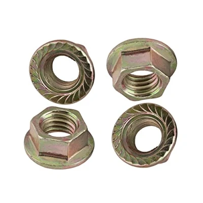 Imagen de CONPHERON M12 Tuerca de Brida Dentada Bloqueo Hexagonal Acero al Carbono Galvanizado,M12, 6 pcs