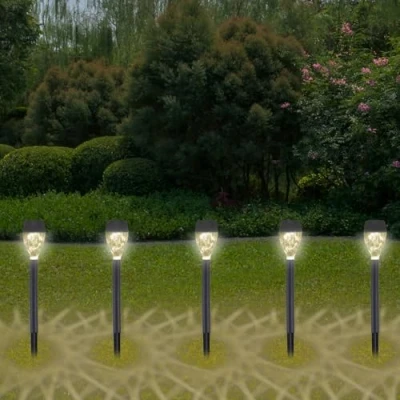 Imagen de BEPER P207ILO050 Juego de 5 luces solares para jardín, lámparas jardín y exterior con LED, escalones exterior, estaca, IP44, carga automática