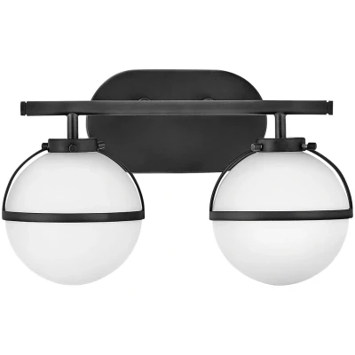 Imagen de HINKLEY Aplique para baño Hollis negro/opalino 2 luces