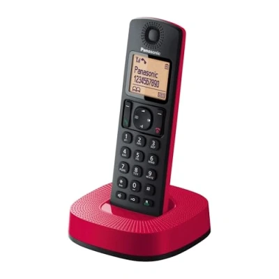 Imagen de Panasonic KX TGC310SPR Teléfono Inalámbrico Digital, Unidad Base y 1 Auriculares, Identificador Bloqueo de Llamadas, Altavoz Manos Libres, Modo Ecológico, Reloj Despertador,Pantalla LCD,Negro &amp; Rojo