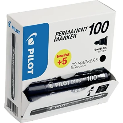 Imagen de Pilot Marcador permanente de punta redonda 2 x Large 4,5 mm negro (Pack 20)