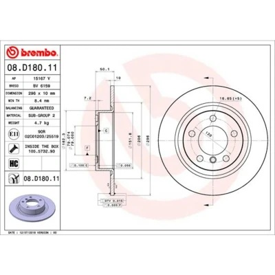 Imagen de BREMBO 08.D180.11 Disco de freno 296 10 5 macizo revestido altamente carbonizado con tornillos MINI: Countryman, Paceman