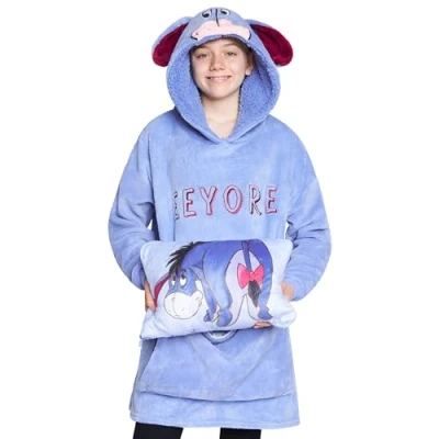 Imagen de Disney Stitch Batamanta con Capucha Niños 2 en 1 Sudadera de Forro Polar Grande Baby Yoda Regalos Navidad (Azul Eeyore)