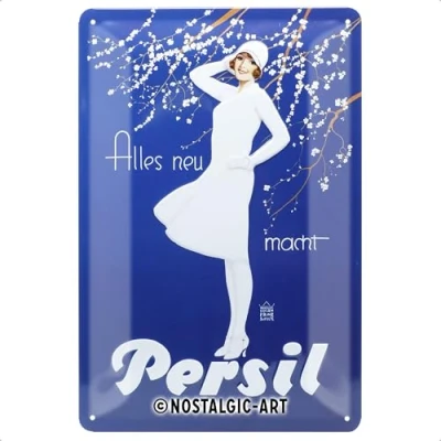 Imagen de Nostalgic Art Cartel de chapa retro 20 x 30 cm, Persil Dama blanca azul Idea regalo para los fanáticos la nostalgia, producto original con licencia (OLP), metal, diseño vintage