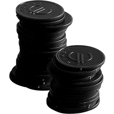 Imagen de HENDI fichas plásticas grabadas con símbolo del euro, BarUp, reutilizables, monedas para pagos alternativos y vales de consumición en bares, restaurantes, eventos, 100 uds, ⌀25mm, ABS, negro
