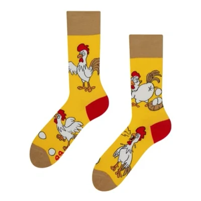 Imagen de Dedoles Calcetines Unisex Hombre Mujer y Niños Algodón muchos diseños divertidos diferente izquierda derecha, color: Amarillo, diseño: Huevo o gallina, tamaño: 43 46