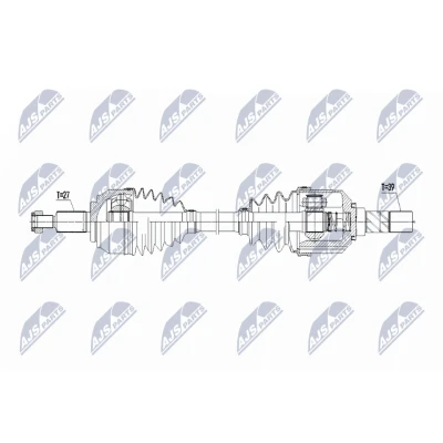 Imagen de NTY NPW RE 214 Árbol de transmisión Eje delantero, izquierda 630mm Caja cambios manual RENAULT: LAGUNA 3