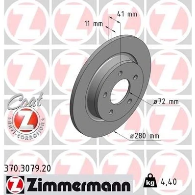 Imagen de ZIMMERMANN COAT Z 370.3079.20 Disco de freno 280 11 5/5 5 114 macizo revestido MAZDA: 3 Hatchback, 5, Berlina