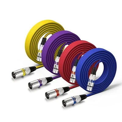 Imagen de EBXYA Cable XLR de micrófono 7.6M 4 paquetes cables conexión macho a hembra balanceados para sistema PA, grabadora estudio, amplificador, mezclador