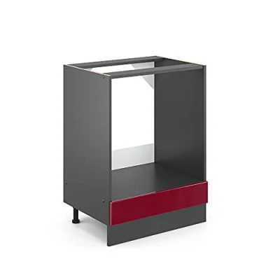 Imagen de Vicco Armario para Horno Empotrado R Line, Rojo Burdeos Alto Brillo/Antracita, 60 cm sin encimera