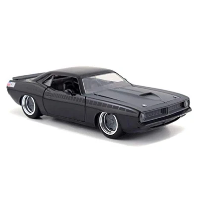 Imagen de Jada Toys Fast &amp; Furious Letty&#039;s 1970 Plymouth Barracuda Modelo de Tuning a Escala 1:24, Puertas para Abrir, capó y Maletero, Rueda Libre, Negro Mate