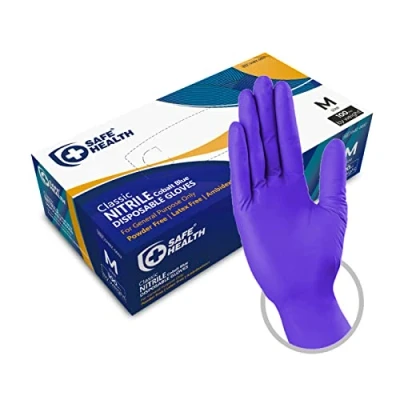 Imagen de Safe Health Guantes Desechables de Nitrilo Azul Cobalto Talla M, 100 unidades, Sin polvo látex, Dedos texturizados, Limpieza Bricolaje Alimentación, 3 Mil