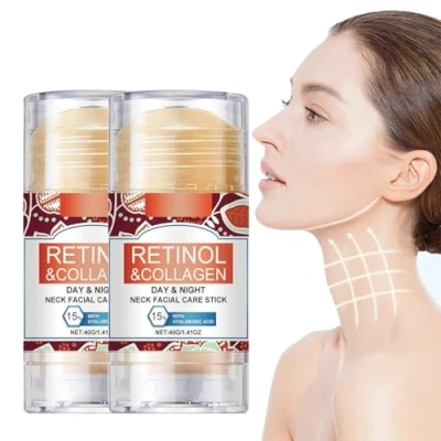 Imagen de Barra Para Cuidado Facial Y Cuello Con Colágeno Retinol Día Noche, Crema Hidratante Ácido Hialurónico, Antiarrugas Rostro Cuello(2PACK)