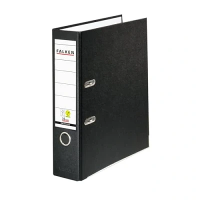 Imagen de Exacompta 09984089007F FALKEN Archivador de palanca polipropileno vegano, apto para documentos A4, lomo 80 mm, etiqueta agujero metal, color negro (20 unidades)