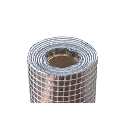 Imagen de Barrera de vapor aluminio 1,5 m ancho Membrana aislamiento reforzado malla fibra vidrio Techo, ático, habitaciones térmico (1,5 x 10 m)