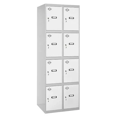 Imagen de Simon Rack Taquillas Vestuario Metálicas, 2 Módulos 8 Puertas, Incluye Llave, 1800x600x500 mm, Gris/Blanco Simonlocker