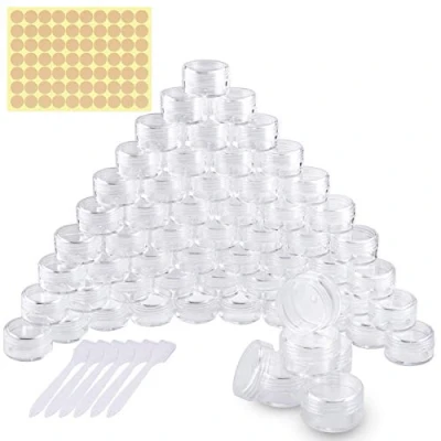 Imagen de 60 Stück Döschen, Cremedose Leer Tiegel Mini Cremedöschen mit Schraubverschluss für Nailart Lippenbalsam Creme, 5g 5ml Transparent