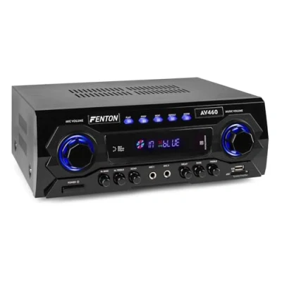 Imagen de Fenton AV460 Amplificador HiFi Bluetooth 500 W, con USB y Reproductor de MP3 SD, 2 entradas Jack 6,35 mm, Ecualizador Sonido, Entrada RCA, Mando a Distancia, Ideal para Fiestas Karaoke