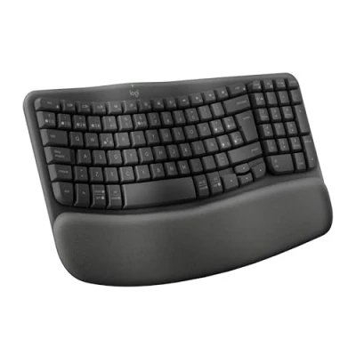 Imagen de Teclado inalámbrico Logitech Wave Keys, Logi Bolt, Reposamanos, Bluetooth, Multisistema, Teclas personalizables, Accesos directos, Negro