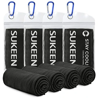 Imagen de Sukeen Paquete de 4 Toallas enfriamiento (40 x 12 Pulgadas), Toalla Hielo, Suave y Transpirable, Microfibra para Yoga, Deportes, Correr, Gimnasio, Entrenamiento, Camping