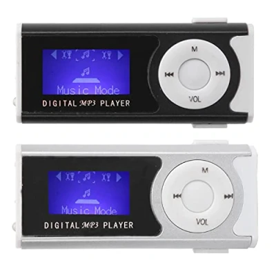 Imagen de reproductor MP3 de 16 GB, pantalla LCD, radio FM, sonido sin pérdida alta fidelidad, linterna portátil para deportes, mini clip trasero pantalla, multimedia(negro)