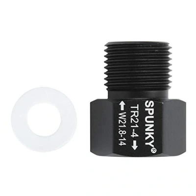Imagen de Convertidor adaptador de cilindro soda, regulador tanque CO2, rosca hembra TR21x4 a macho W21.8 14 (negro)