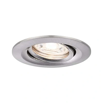 Imagen de Paulmann 94294 Luminaria empotrable Nova Mini LED Coin redonda, orientable 1x4 W, foco techo, acero mate, empotrable, alu., blanco cálido 2700 K 4 W