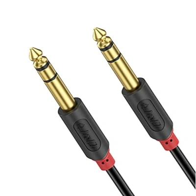 Imagen de J&amp;D Cable de 6,35 mm a mm, Chapado en Oro [Audiowave Series] 6,35mm 1/4&#039;&#039; Macho TRS Cáscara PVC Estéreo Adaptador Audio 9 Feet