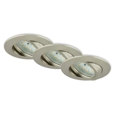 Imagen de BRILONER Leuchten Focos LED empotrables, Set de 3 lámparas techo regulables, Módulo pivotante, 5,5 vatios, 470 lúmenes, 3.000 Kelvin, IP23, Níquel mate, 82x28 mm cada unidad