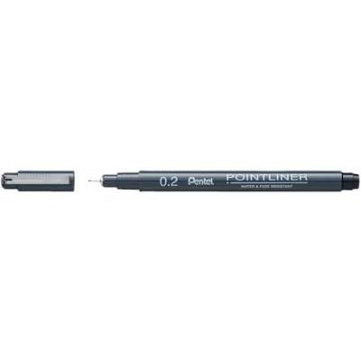 Imagen de Pentel Pointliner S20P 2A Rotulador de punta fina (resistente al agua y a la luz, 0,2 mm, 1 unidad), color negro