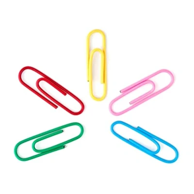 Imagen de Alevar 100 clips de colores, acero plastificado, tamaño 33 mm, n.º 4, medianos para oficina, colores surtidos