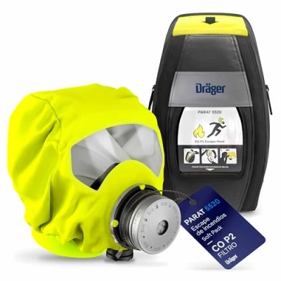 Imagen de Dräger PARAT 5520 Máscara respiratoria de Escape con Filtro CO P2 Protección ergonómica contra Gases Incendios, vapores y combustión Estuche portátil