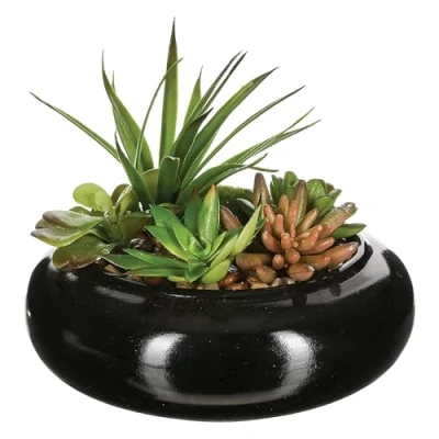 Imagen de WELL HOME Composición de centro formado por un surtido plantas con florero cerámica