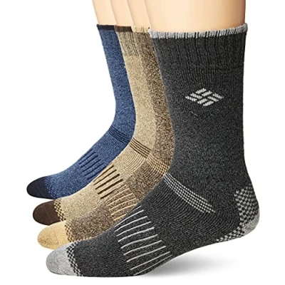 Imagen de Columbia Moisture Control Crew Calcetín Informal, Marrón/Azul/Gris/Caqui, 6 12 (Pack de 4) para Hombre