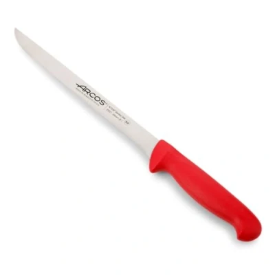 Imagen de Arcos Serie 2900 Cuchillo Fileteador Flexible Hoja de Acero Inoxidable NITRUM 200 mm Mango inyectado en Polipropileno Color rojo