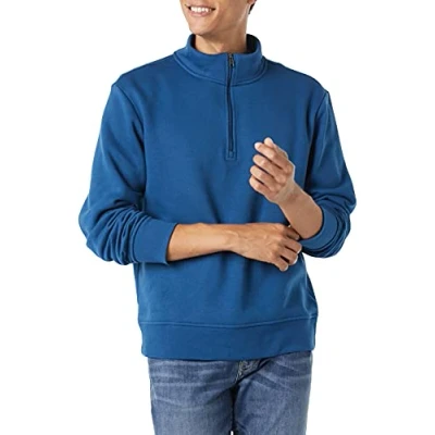 Imagen de Amazon Essentials Sudadera polar de manga larga y cremallera un cuarto Hombre, Cian Oscuro, M