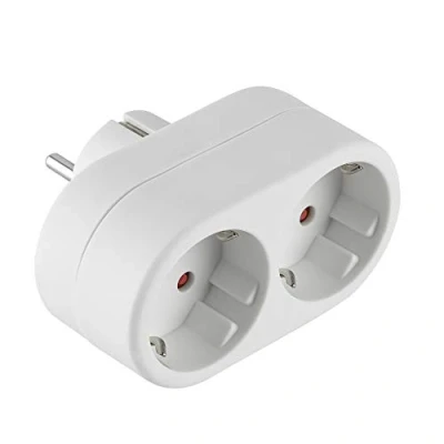 Imagen de Electraline 55072, Adaptador Doble de 2 Tomas, Enchufe alemán, Regleta Tomas Schuko, Blanco