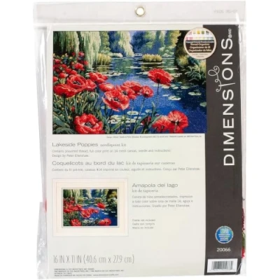 Imagen de Dimensions Needlepoint Lakeside Poppies Kit, Algodón, Multicolor, 40 x 27 0.1 cm
