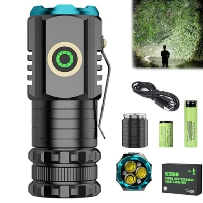 Imagen de Linterna Magnolight, Linternas de Alta Potencia Blitron, Potente Táctica LED Súper Brillante, Mini Recargable, Bolsillo con Batería for Camping, Senderismo(S450x+Gift Bo