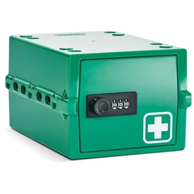 Imagen de Lockabox Mini™ Caja de almacenamiento pequeña con cerradura combinada 3 litros para alimentos, medicamentos y seguridad en el hogar Seguro BPA (Verde médico)