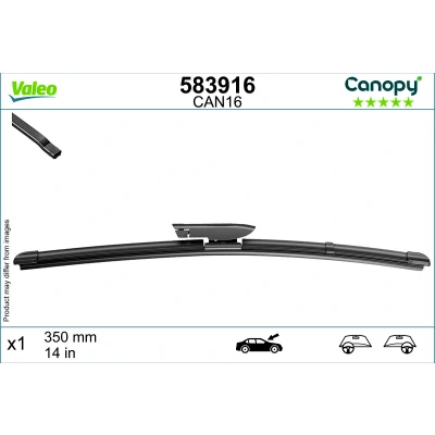 Imagen de limpiaparabrisas Valeo Canopy 583916 350mm Escobilla con hoja plana, Goma de &gt;80 % materiales sostenibles RENAULT: Captur, Clio 4