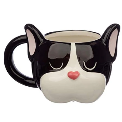 Imagen de Caribou Living Taza con forma de bulldog francés en 3D para bebidas calientes, té, café, chocolate caliente