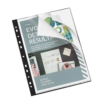 Imagen de Viquel Bolsas perforadas para carpeta A4 Portadocumentos de 40 vistas, color negro
